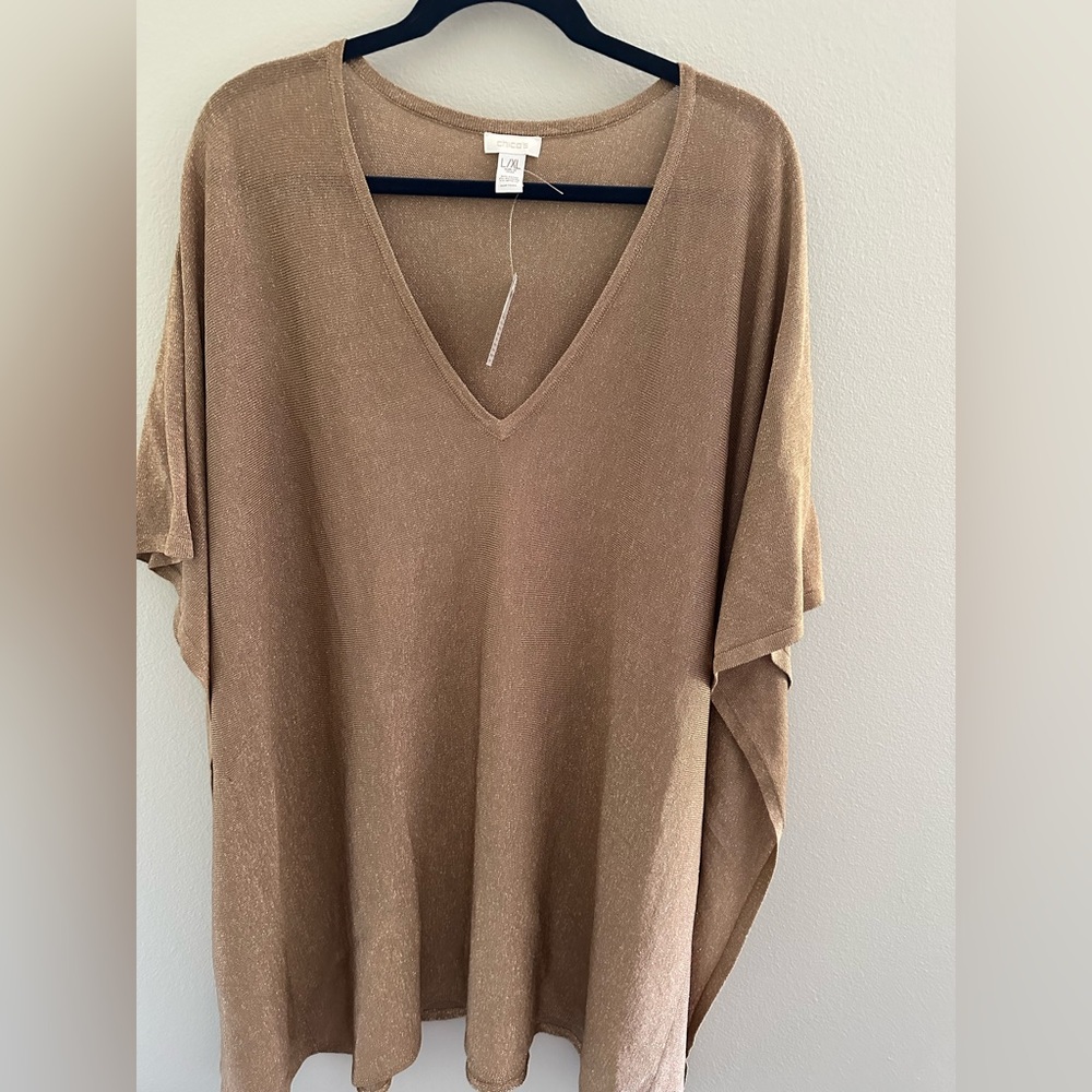 Chico’s shimmer gold V-Neck Poncho